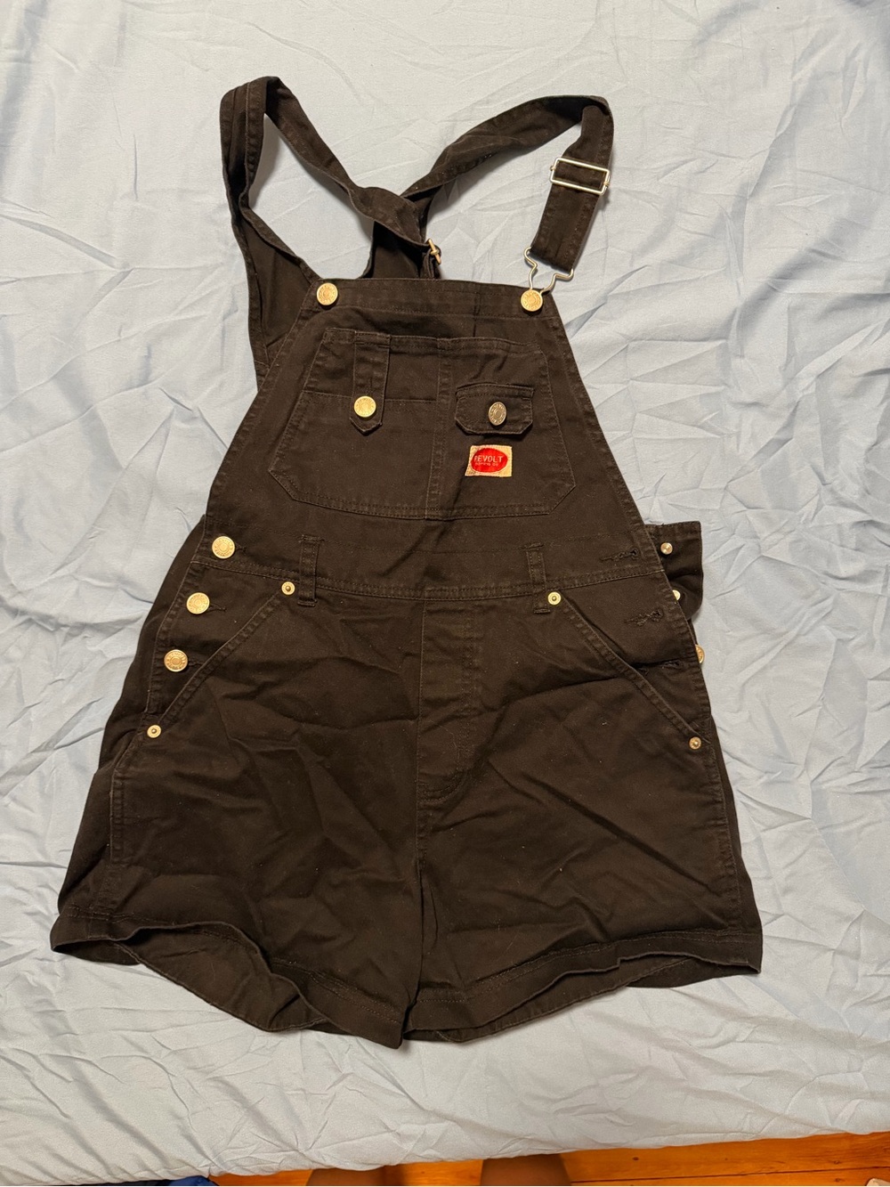 Women's Black Short Denim Overalls Romper